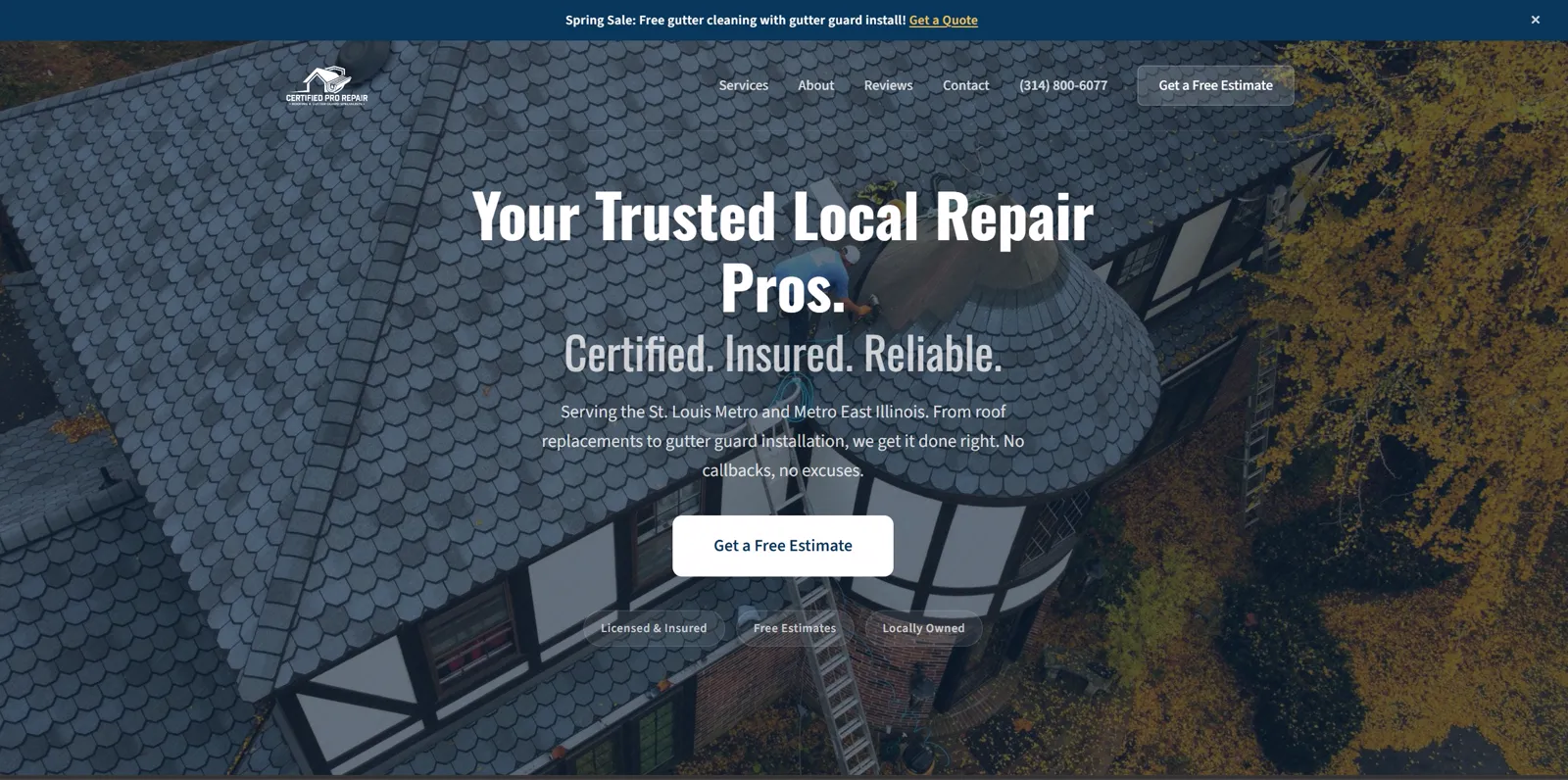 Certified Pro Repair website screenshot